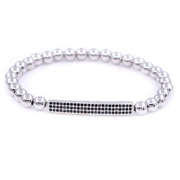 Silver Beaded Bar Bracelet
