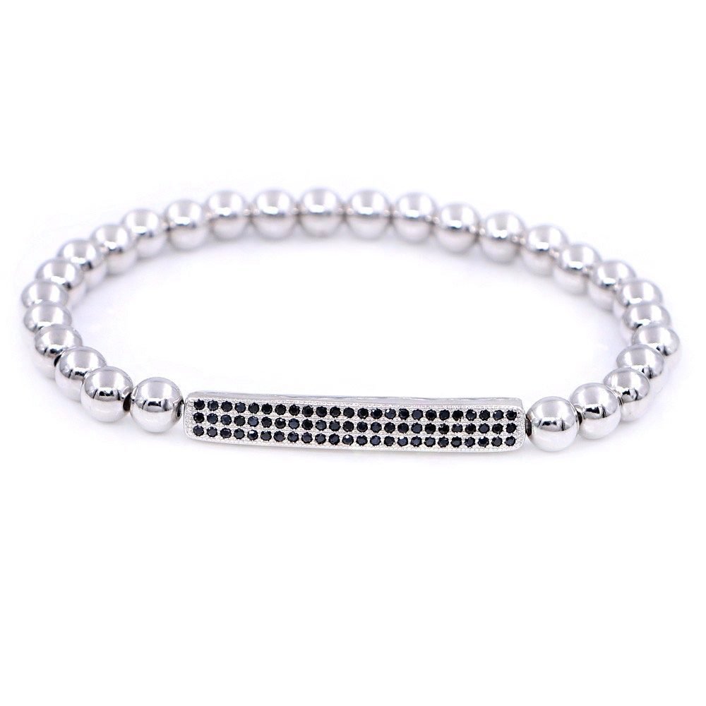 Silver Beaded Bar Bracelet