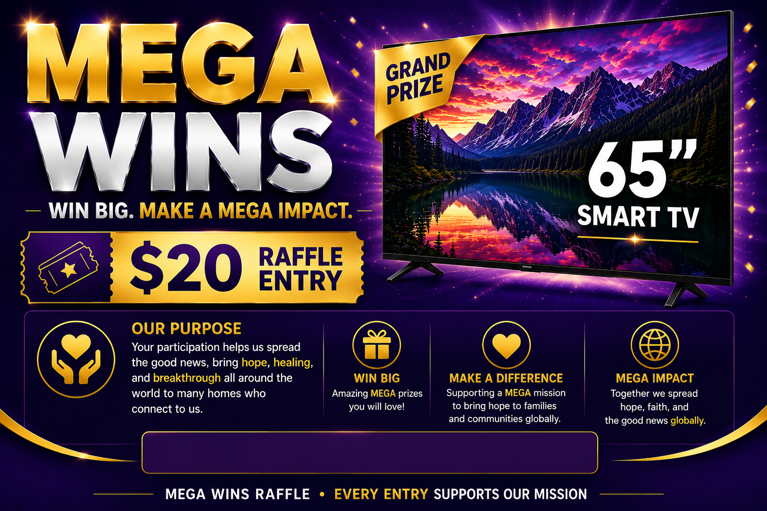 Mega Wins 65-inch Smart TV Raffle
